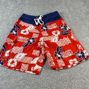 OTB On The Brink Mens Swim Trunks Size 32 Floral Red White Blue Nylon‎ Colorful